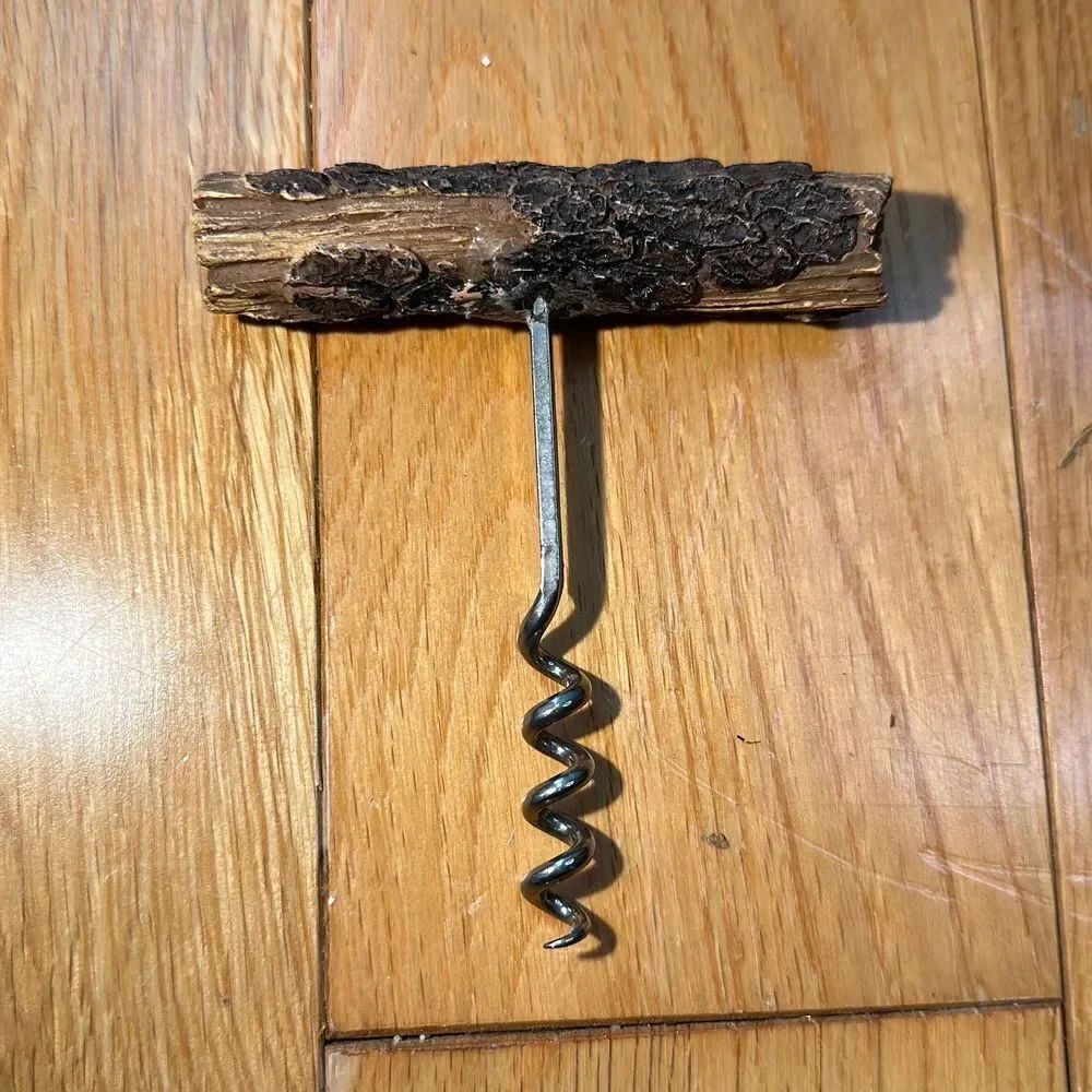 Unique faux wood branch cork screw drink accessory opener wine